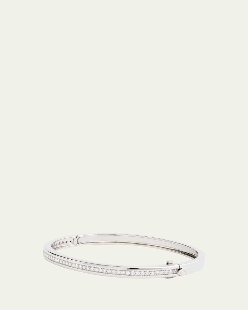 18K White Gold Narrow Hinged Bracelet with Diamonds